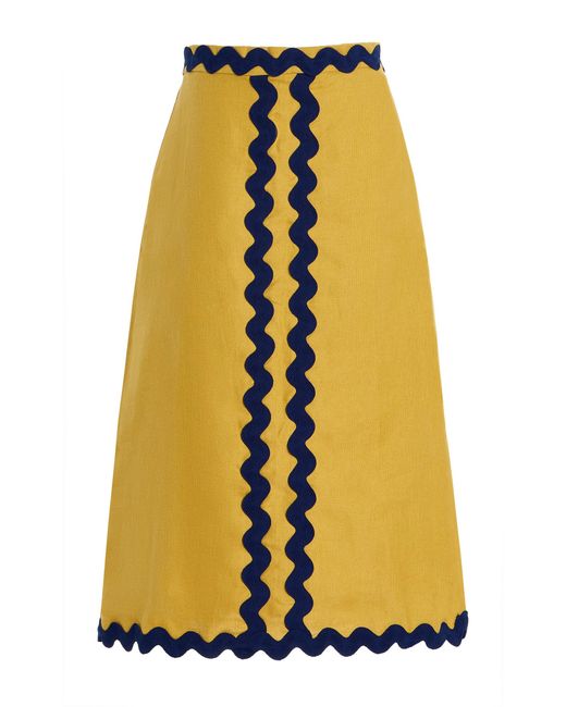 La Veste Yellow Nilo Linen Midi Skirt