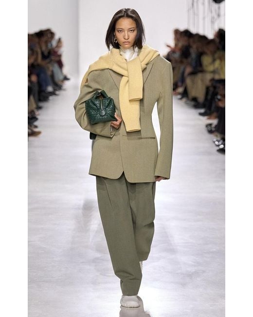 Bottega Veneta Green High-Neck Stretch Silk Satin Top