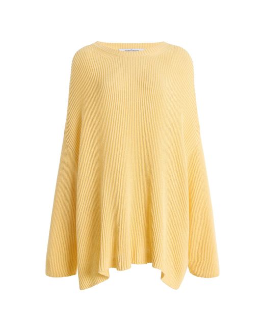 Another Tomorrow Yellow Draped Knitted Cotton-Blend Sweater