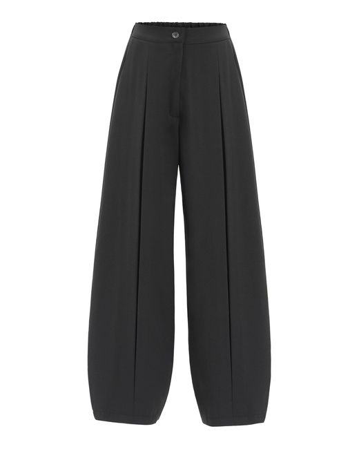 Source Unknown Black Mika Fluid Tuck Straight Leg Trousers