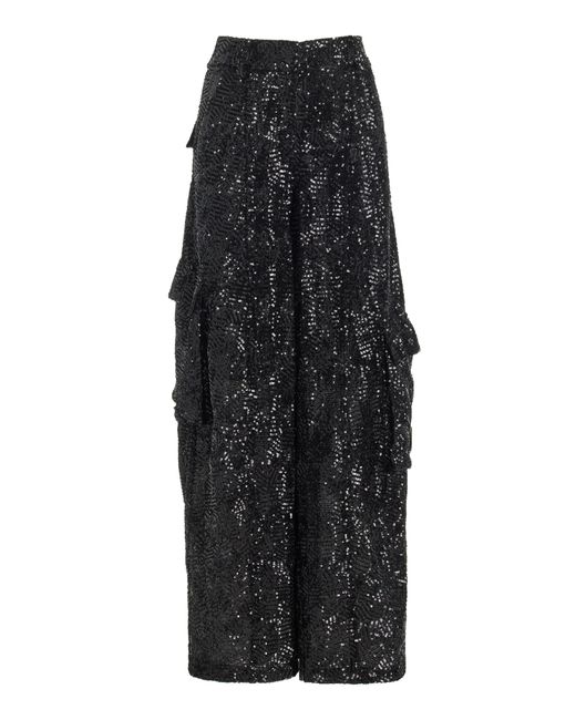 ROTATE BIRGER CHRISTENSEN Black Sequins Cargo Pants