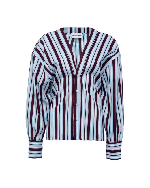 DES_PHEMMES Blue Striped Twill Shirt