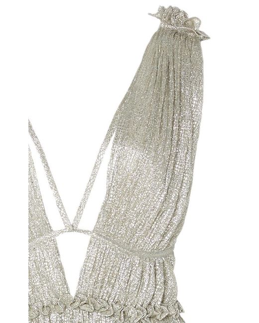 Jonathan Simkhai Plisse Lame Gown in Metallic Lyst Australia