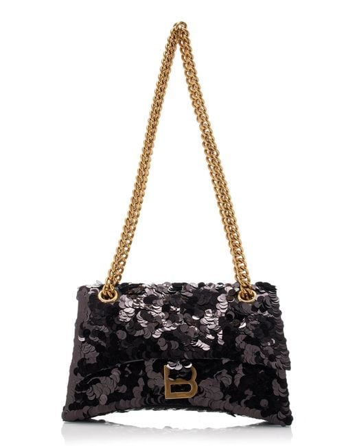 Balenciaga Black Crush Sequin Small Shoulder Bag