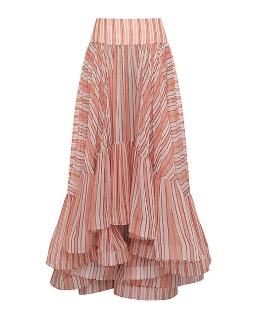 Zimmermann Pink Rebellion Bohemian Chiffon Midi Skirt