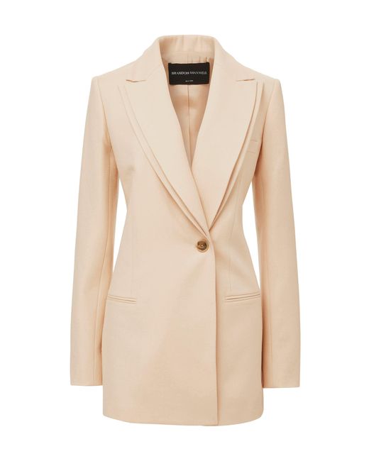 Brandon Maxwell Double-lapel Stretch-wool Blazer in Natural | Lyst