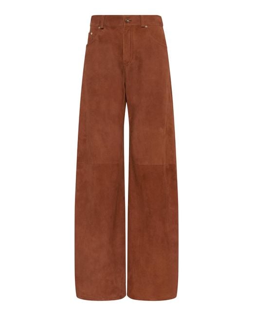 Gabriela Hearst Brown Amoret Suede Straight-Leg Jeans