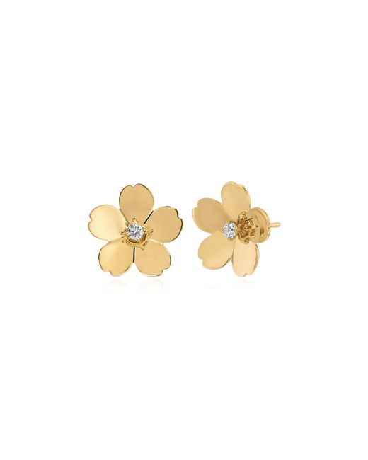 EF Collection White Jumbo Cherry Blossom 14K Earrings