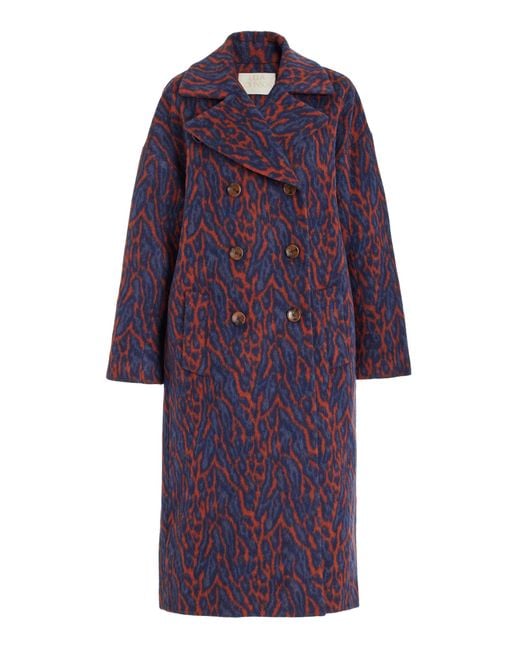 Ulla Johnson Purple Marianna Animal-patterned Wool-blend Coat