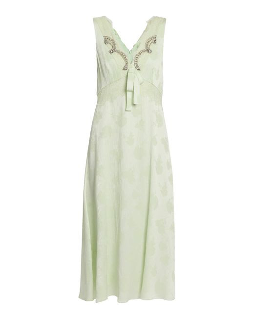 Erdem White Embellished Creponne Jacquard Maxi Dress