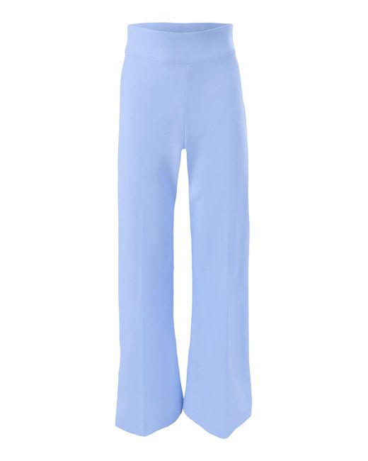 Carolina Herrera Blue Diane Mid-Rise Bi-Stretch Wool Tailoring Wide-Leg Pants