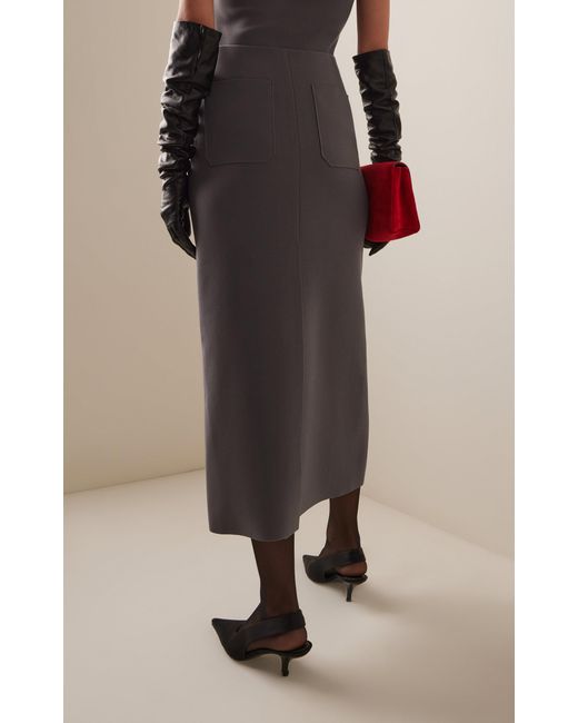 Birrot Gray Exclusive Lay2 Crepe Maxi Skirt