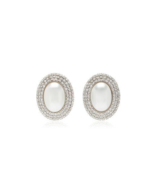 Alessandra Rich Metallic Crystal-trimmed Pearl Earrings