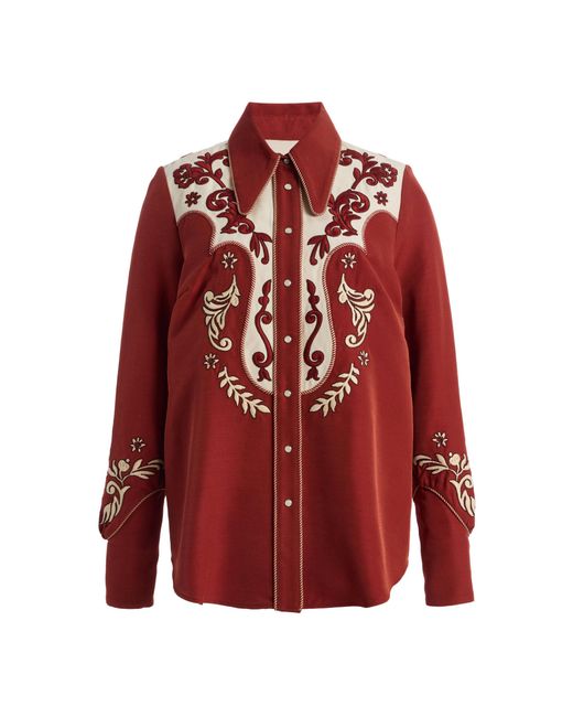 ALÉMAIS Duke Embroidered Crepe Shirt