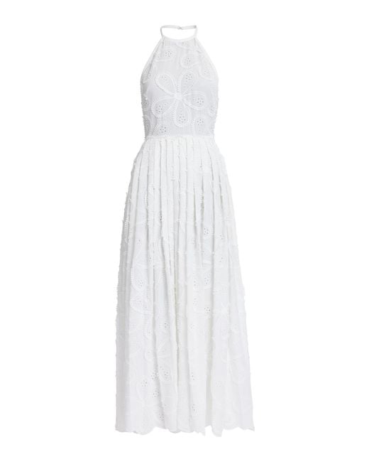 Elie Saab White Embroidered Midi Dress