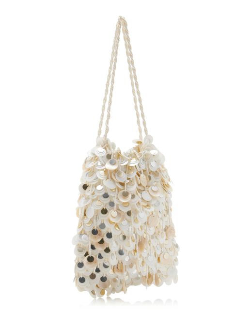 Lizzie Fortunato White Gala Sequined Drawstring Pouch