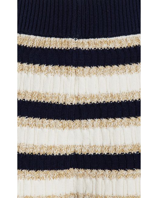 Cara Cara Blue Noelle Striped Metallic-cotton Knit Shorts