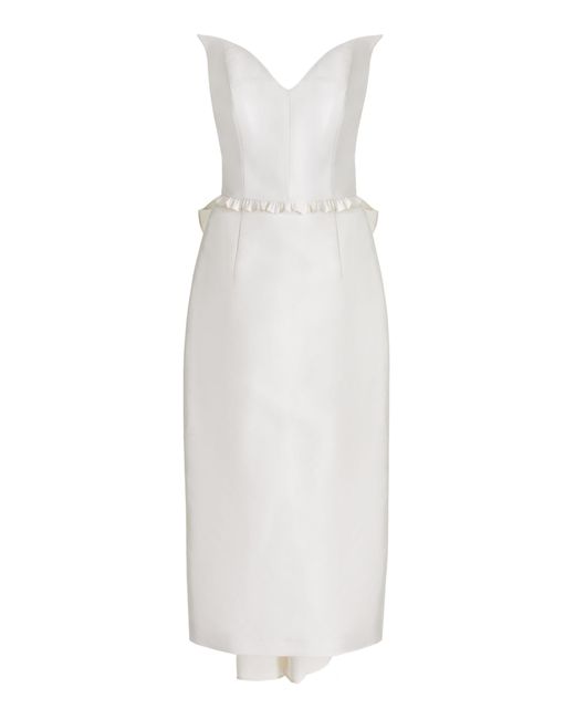 Markarian White Lottie Silk Faille Midi Dress
