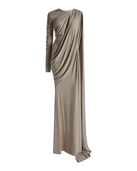 Zuhair Murad Gray Jersey One Shoulder Long Dress