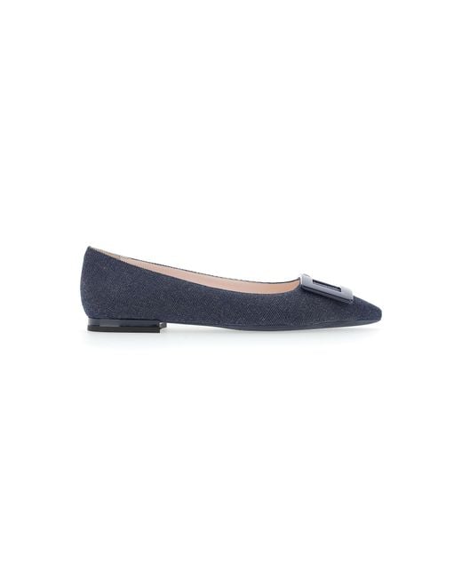 Roger Vivier Blue Gommettine Denim Flats