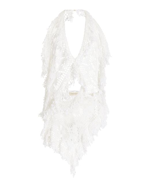 DIOTIMA White Drift Crocheted Cotton Halter Top