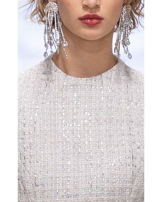Carolina Herrera Gray Cascade Sparkle Tassel Earrings