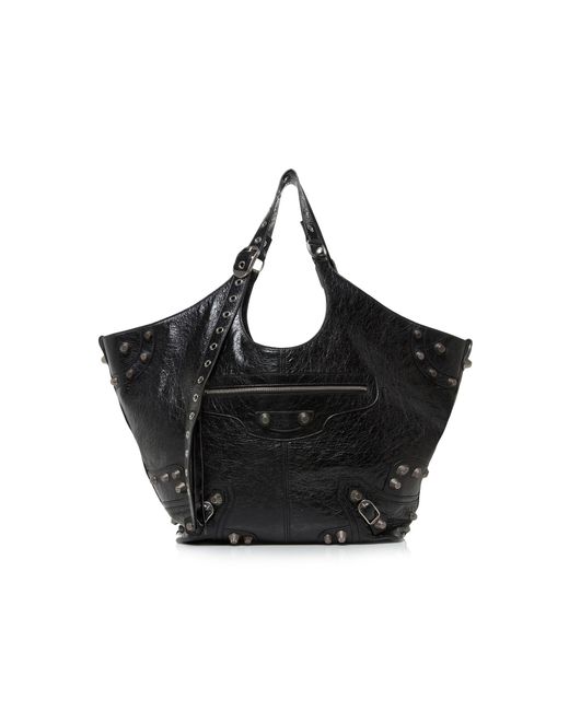 Balenciaga Black Monaco Chain Crushed Leather Tote Bag
