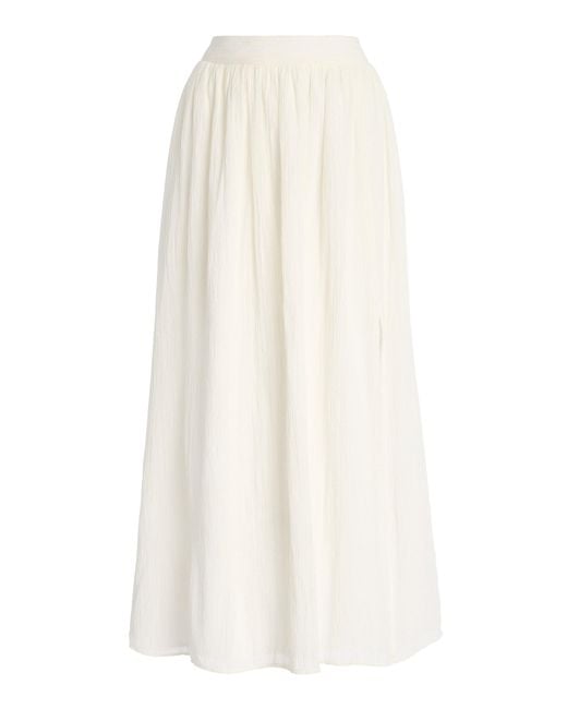 Anna Quan White Oriana Cotton Midi Skirt
