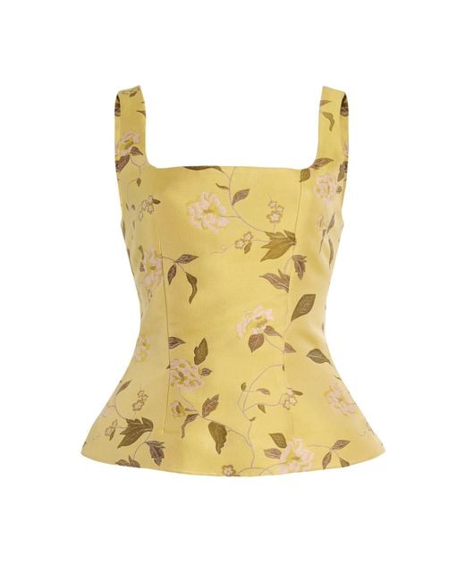 Staud Yellow Jeanette Floral Jacquard Top