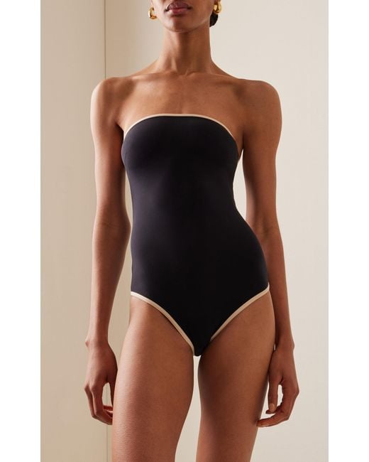 Totême  Black Strapless One-piece Swimsuit