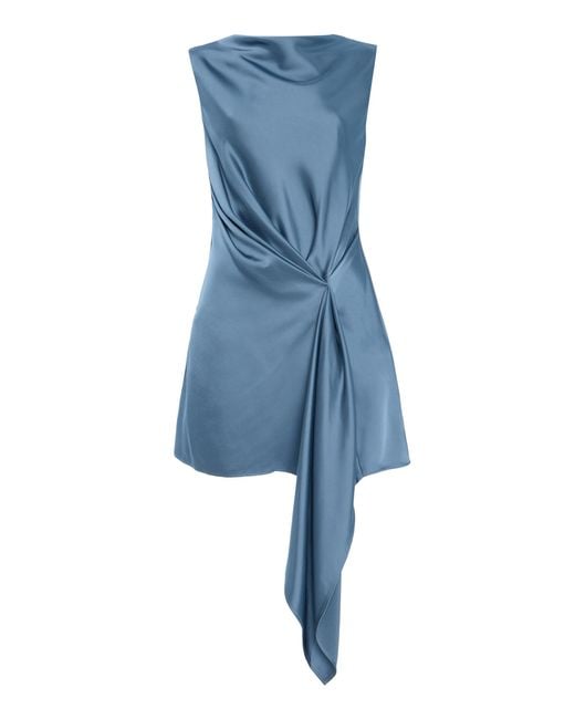 Significant Other Blue Alyssa Draped Satin Mini Dress