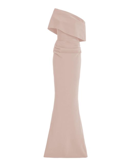 Greta Constantine Pink Oseph Asymmetric Draped Gown
