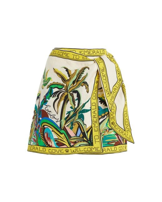 ALÉMAIS Green Day Dream Linen Sarong Mini Skirt