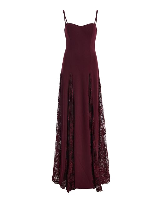 Arcina Ori Purple Lorna Lace-Inset Crepe Maxi Dress