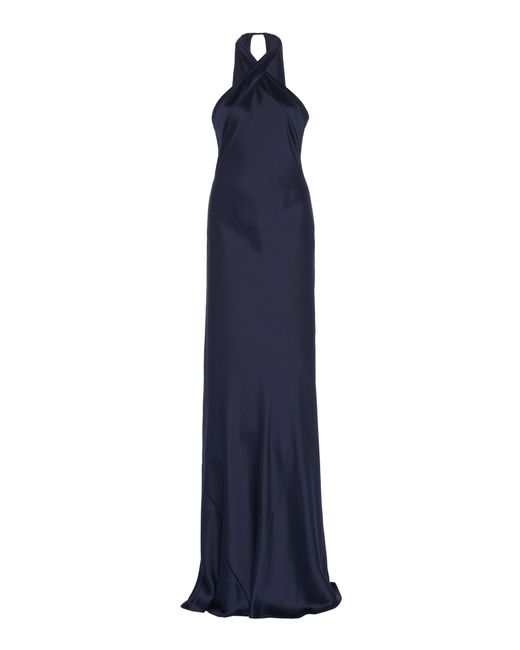 Galvan Blue Eve Silk-satin Halterneck Gown