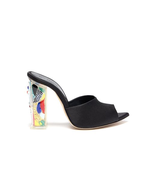 Paul Andrew Black Murano Satin Mule Sandals
