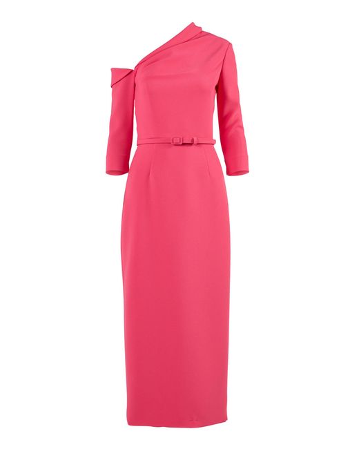 Carolina Herrera Pink Asymmetric Stretch Fluid Crepe Dress
