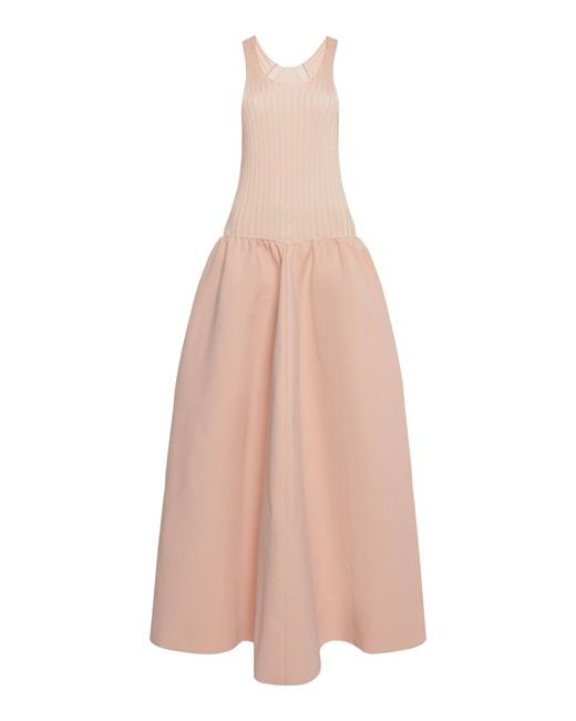 Jil Sander Sleeveless Ribbed-knit Maxi Dress in Pink | Lyst