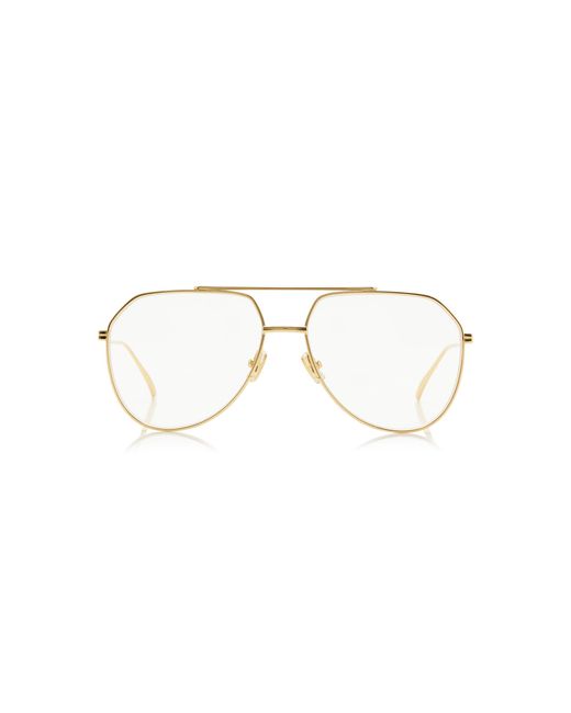 Bottega Veneta Metallic Aviator-Frame Metal Glasses