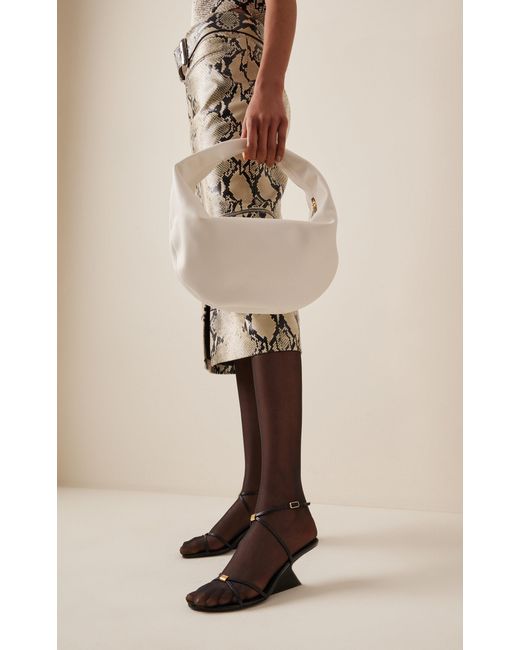 Khaite White Olivia Leather Medium Hobo Bag