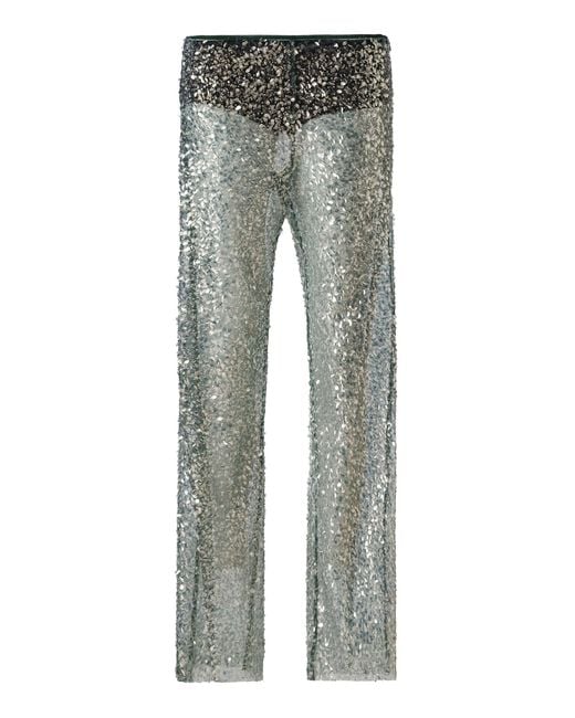 Siedres Gray Alexium Sequined Straight-Leg Pants