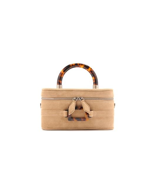 Roger Vivier Brown Belle Vivier Suede Mini Vanity Bag