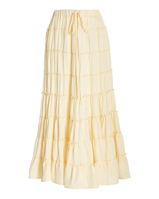 Ciao Lucia Formentera Tiered Eco-satin Maxi Skirt in Yellow - Lyst