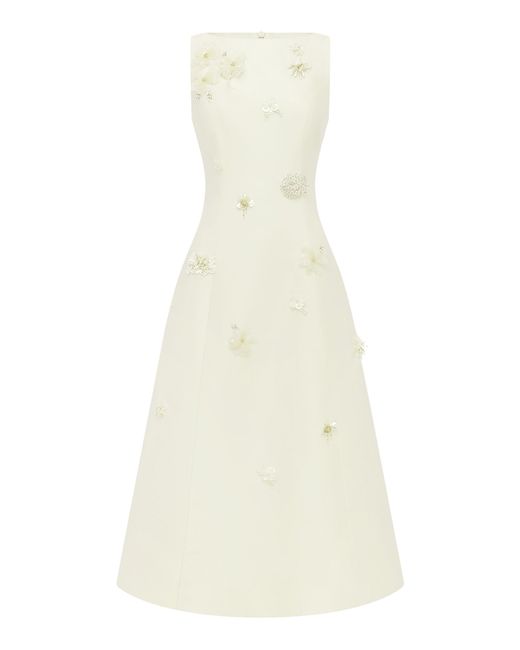LEO LIN White Cleo Embellished Sleeveless Midi Dress