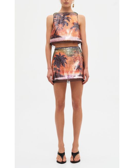 Aje. Red Caprini Sequin Mini Skirt