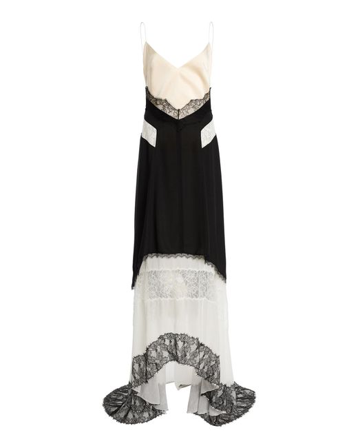 Lanvin Black Bi-Material Silk-Blend Gown