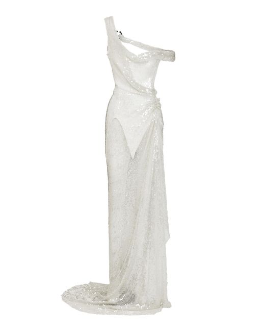 Maticevski White Loverlorn Embellished Tulle Gown