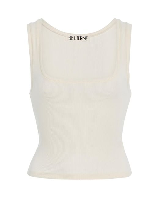 ÉTERNE White Cotton-Modal Tank