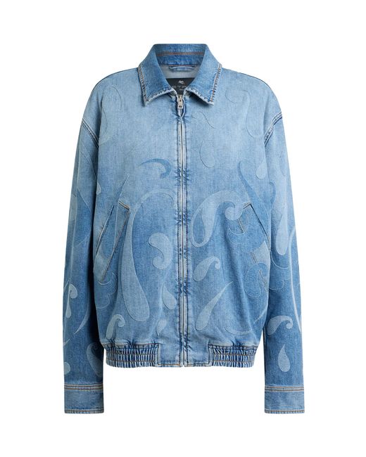 Etro Blue Patterned Denim Jacket