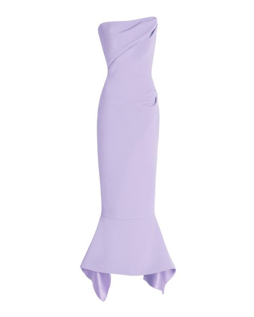 Maticevski Purple Exclusive Suffix Strapless Crepe Midi Dress